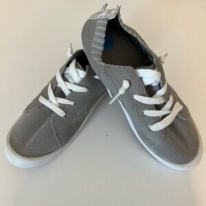 Tommy Bahama Gray Knit Pull on Shoe Sneaker Memory Foam Casual Mock Lace Sz 7.5